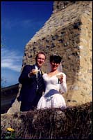 The happy couple showing off their margaritas