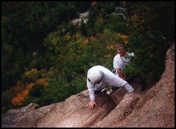 Climbing the Beehive, Acadia; photo by J.Galbraith